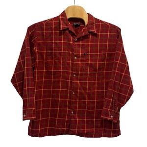 Vintage Polo Jeans Co Ralph Lauren Plaid Shirt Mens L Red Camp Collar Cotton 90s
